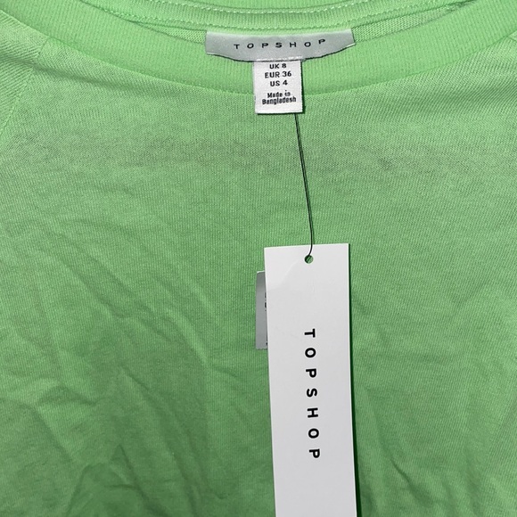 TOPSHOP Cropped Lime Green Shirt - Picture 3 of 5
